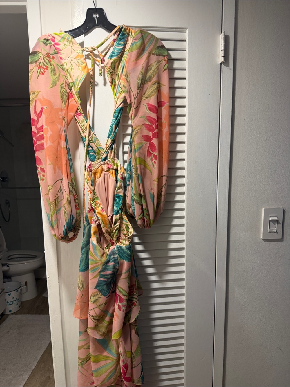 PatBO Pink Palm-Print Open-Back Maxi Dress - Picture 3 of 5